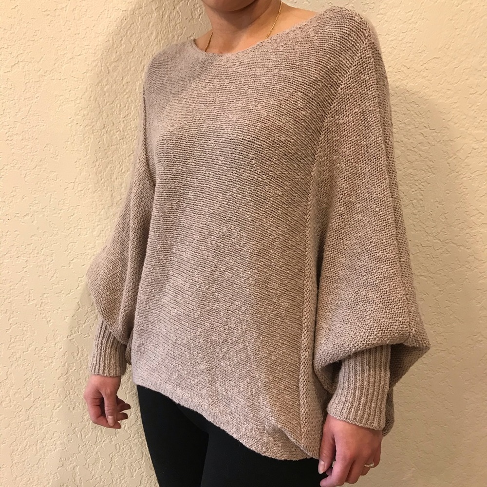 Knitted Sweater Balloon Sleeves - Women